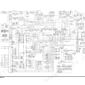 Doosan DX235LCR electrical schematic showing lighting, fuel heater, travel alarm, and engine control system wiring.