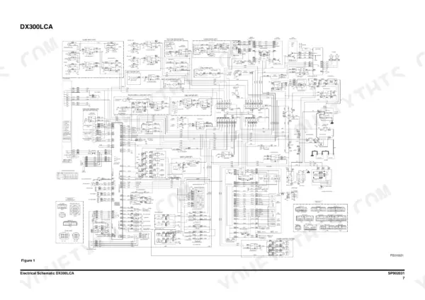 Doosan DX300LCA, DX300LC, DX340LC, DX350LC, DX420LC, DX480LC, DX520LC, DX225LC, DX225NLC electrical schematic wiring diagram.