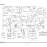 Doosan DX340LCA, DX300LCA electrical schematic showing wiring for lamps, fuel pump, heater, and engine control systems.