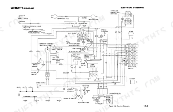 Drott 40 Cruz-Air Series "B", Drott 40 Cruz-Air Series "B" electrical schematic showing fuses, switches, and relays.