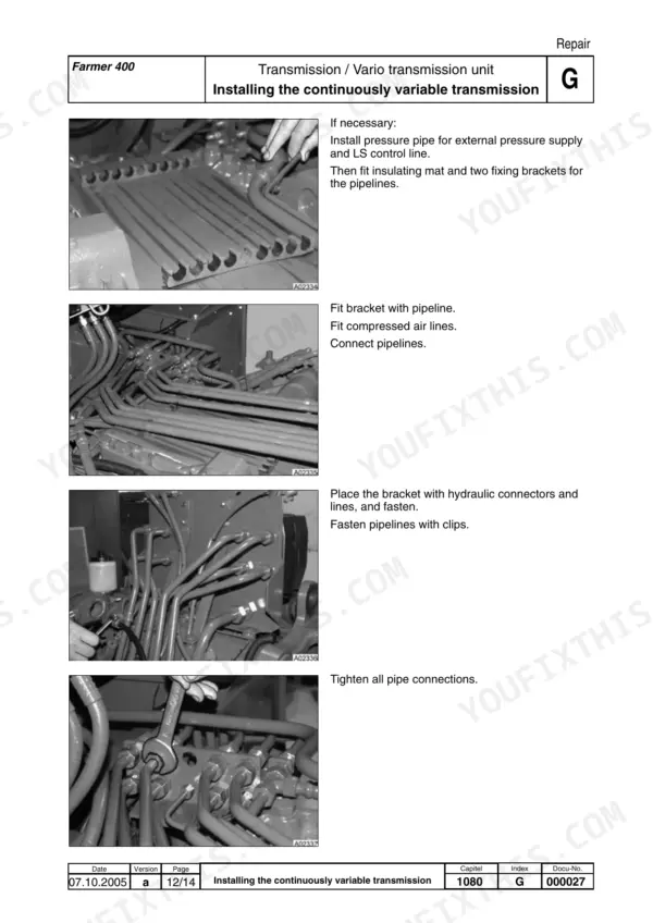 Fendt Farmer 409 Vario workshop manual - Transmission (Group 1000), Repair