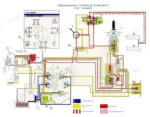 fiat-hitachi-fd-145-crawler-dozer-service-manual-604-00-506-hydraulic-144.webp Fiat-hitachi FD 145 transmission hydraulic schematic for 2nd gear forward with electronic data monitor and pressure legend