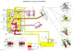 fiat-hitachi-fd-175-crawler-dozer-service-manual-604-06-572-hydraulic-430.webp Fiat-Hitachi FD175 implement hydraulic schematic showing control valves, cylinders, and pressure flow.