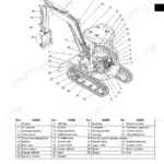 Fiat Kobelco E20.2SR, E22.2SR, E27.2SR excavator components diagram and numbered parts list table.