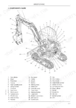 fiat-kobelco-e30sr-to-evolution-excavator-workshop-manual-604-13-250-00-exploded-view-19.webp Fiat Kobelco E30SR EVOLUTION, E35SR EVOLUTION, TNE engine: Excavator component name diagram and numbered parts list.