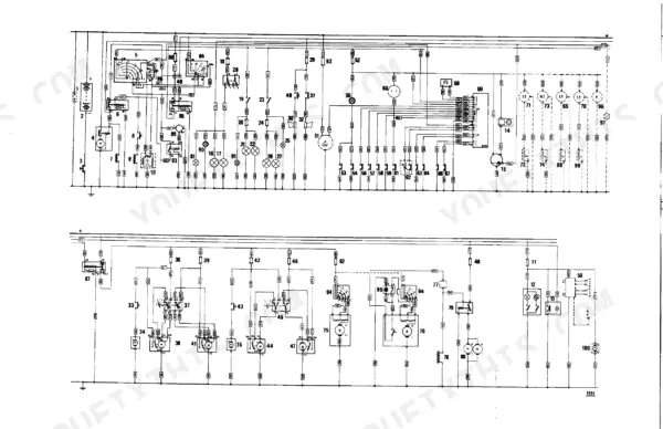 Fiatallis FD195L, FD195L CRAWLER DOZER electrical wiring schematic showing system components, sensors, and circuits.
