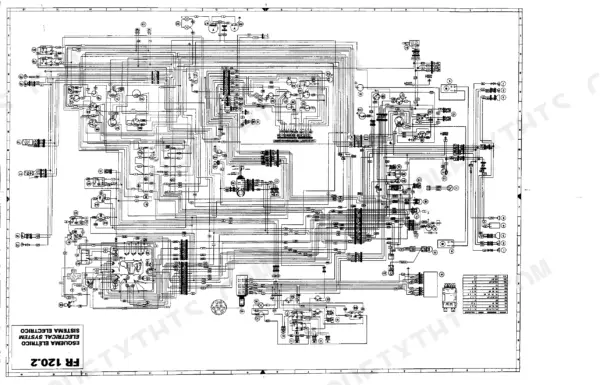 FiatAllis FR120/FR120.2 Wheel Loader electrical system wiring diagram showing circuit connections and components.