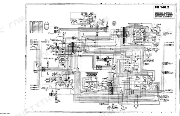 FiatAllis FR140.2, WHEEL LOADER electrical system wiring diagram showing components, relays, and circuit connections.