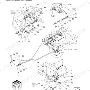 Flexi-Coil 1740, 2340, 2640, 3450, 3850, 4350 exploded view of main frame variable drive hydraulic power system components.