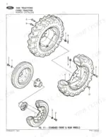 ford-1000-tractor-parts-catalog-fto-17219-b-chassis-parts-6.webp Ford 1000 tractor parts catalog exploded view of standard front and rear wheel assemblies, rims, and mounting hardware.