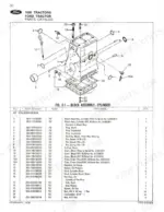 ford-1000-tractor-parts-catalog-fto-17219-b-engine-parts-52.webp Ford 1000 tractor parts catalog page 50 showing an exploded view and parts list for the cylinder block assembly.