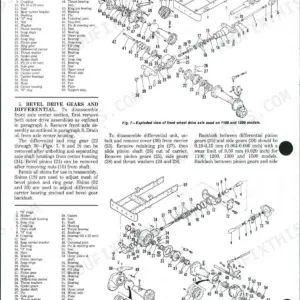 Ford 1100, 1110, 1200, 1210, 1300, 1310, 1500, 1510, 1700, 1710, 1900, 1910, 2110 exploded view of front wheel drive axle assembly