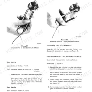Ford 1320, 1520, 1620, 1715, 1720 starter solenoid pull-in and hold-in coil continuity test procedures.