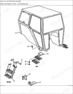Ford 2810, 2810 3 CYL AG exploded view diagram of the low profile cab frame and step assembly components.