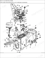 Ford 2810, 2810 3 CYL AG exploded view of 8-speed non-syncromesh transmission case, shift levers, and internal forks.