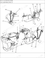 Ford 2810, 2810 3 CYL AG tractor exploded view diagram of the LH electrical system, wiring harness, and lighting components.