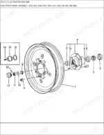 ford-2910-tractor-parts-catalog-chassis-parts-9.webp Ford 2910, 2910 3 CYL AG exploded view diagram of the front wheel assembly, hub, bearings, and mounting hardware.