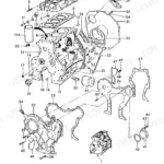 Ford 335, 420, 515, 532, 535, 2600, 3900, 4100, 4600, 5600, 5700, 6600, 7600, 6700, 7700, 4600SU, 6600C, 7600C, 233, 333, 231, 531, 420 3 Cyl exploded view of gasoline cylinder block, head, and related engine parts.