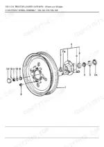 ford-335-to-535-tractor-loader-parts-catalog-chassis-parts-3.webp Ford 335, 420, 515, 532, 535, 2600, 3900, 4100, 4600, 5600, 5700, 6600, 7600, 6700, 7700, 4600SU, 6600C, 7600C, 233, 333, 231, 535 3 Cyl exploded view of front wheel assembly components.