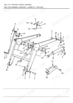 ford-345c-tractor-loader-parts-catalog-boom-parts-334.webp Ford 345C, 345C 3 CYL, 345D, 445C, 445D, 545C, 545D exploded view of loader lift arm assembly, linkage, and hydraulic cylinders.
