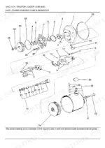ford-345c-tractor-loader-parts-catalog-hydraulic-parts-24.webp Ford 345C, 345C 3 CYL, 345D, 445C, 445D, 545C, 545D exploded view diagram of power steering pump and reservoir components.