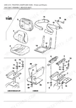 ford-345d-tractor-loader-parts-catalog-cab-parts-320.webp Ford 345D, 345C, 445C, 445D, 545C, 545D exploded view of Michigan seat assembly, seat cushions, and mounting hardware.