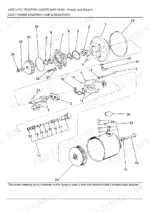 ford-345d-tractor-loader-parts-catalog-hydraulic-parts-32.webp Ford 345D, 345C, 445C, 445D, 545C, 545D exploded view diagram of the power steering pump and reservoir assembly.