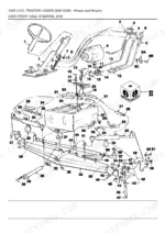 ford-345d-tractor-loader-parts-catalog-parts-list-2.webp Ford 345D, 345C, 445C, 445D, 545C, 545D exploded view diagram of 2WD front axle and steering system components.
