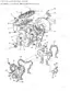 Ford 3610 exploded view of 3-cylinder gas engine cylinder block, head, and related components with numbered parts list.