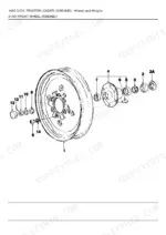 ford-445c-tractor-loader-parts-catalog-chassis-parts-1.webp Ford 445C, 345C, 345D, 445D, 545C, 545D exploded view diagram of the front wheel assembly and hub components.
