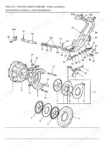 ford-445c-tractor-loader-parts-catalog-drivetrain-parts-9.webp Ford 445C, 345C, 345D, 445D, 545C, 545D exploded view of brake controls and L/8X8 transmission brake components.