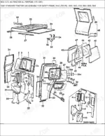 ford-4600-agricultural-tractor-parts-catalog-cab-parts-544.webp Ford 4600 tractor exploded view diagram of standard cab assembly components, including roof, glass, and interior panels.