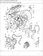 ford-4600-agricultural-tractor-parts-catalog-engine-parts-169.webp Ford 4600 exploded view diagram of gasoline cylinder block, head, and related engine components with numbered parts list.