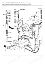 Ford 550, 550 3 CYL exploded view of hydraulic control parts, auto-dig, and center pivot assembly components.