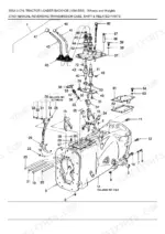 ford-555a-tractor-loader-backhoe-parts-catalog-drivetrain-parts-124.webp Ford 555A exploded view of manual reversing transmission case, shift forks, levers, and related internal components.
