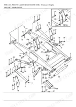 ford-555b-tractor-loader-backhoe-parts-catalog-boom-parts-422.webp Ford 555B exploded view diagram of the lift arm and linkage assembly with numbered components and hardware.