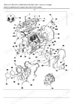 ford-555b-tractor-loader-backhoe-parts-catalog-engine-parts-123.webp Ford 555B exploded view diagram of diesel engine cylinder block, head, and related internal components.