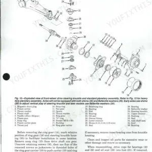 Ford 5640, 6640, 7740, 7840, 8240, 8340 exploded view of front-wheel drive steering knuckle and planetary assembly.