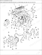 ford-7600-tractor-parts-catalog-engine-parts-174.webp Ford 7600, 7600 4 CYL AG exploded view of cylinder block, head, and related engine components with numbered parts.