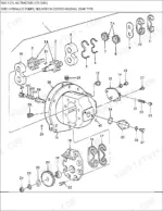 ford-7600-tractor-parts-catalog-hydraulic-parts-309.webp Ford 7600, 7600 4 CYL AG exploded view of gear-type hydraulic pump components mounted in the center housing.