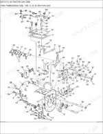 ford-8530-to-8830-agricultural-tractor-parts-catalog-drivetrain-parts-196.webp Ford New Holland 8530, 8630, 8730, 8830, 7312, 7314, 7412HD-Series, TW5, TW15, TW25, TW35, 7810, 7910, 8210, 5640, 6640, 7740, 7840, 8240, 8340, TS90, TS100, TS110 exploded view of transmission case and internal shift linkage components.