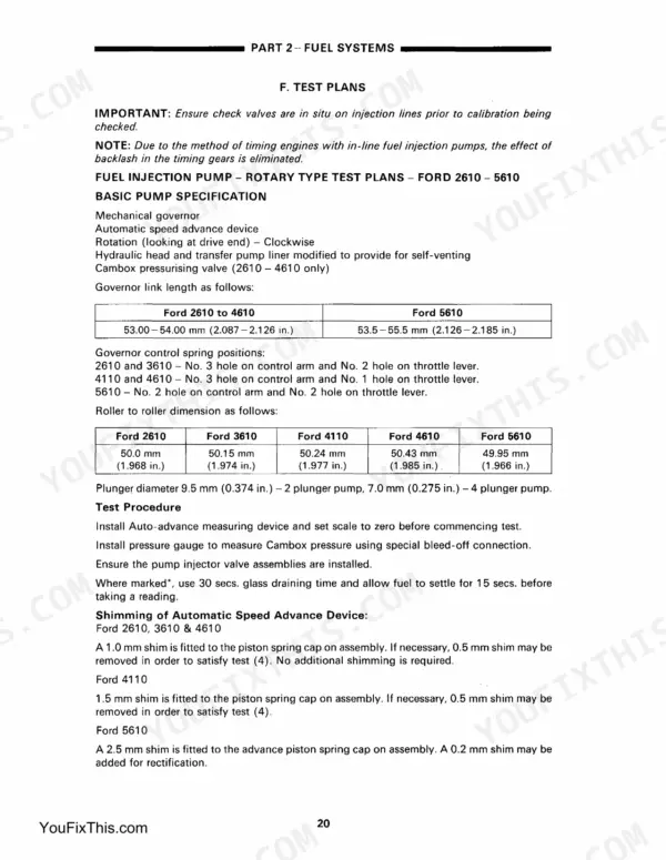 Ford 2610 service - Fuel Systems, Part 2 - Fuel Systems
