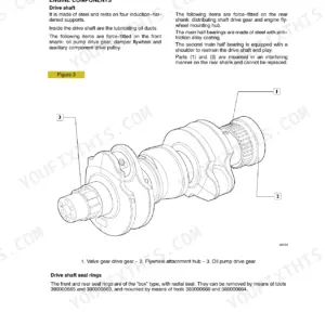 New Holland F4CE0354A, 334T/M2 engine crankshaft exploded view showing drive shaft components and seal ring details.