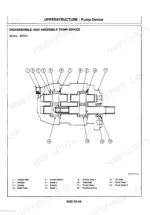 hitachi-ex12-2-to-ex45-2-mini-hydraulic-excavator-technical-manual-workshop-manual-t587e-01-exploded-view-257.webp Hitachi EX12-2, EX15-2, EX18-2, EX22-2, EX25-2, EX30-2, EX35-2, EX40-2, EX45-2 pump device exploded view and parts list diagram.