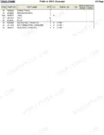 hitachi-ex12-excavator-parts-catalog-p1a5-1-5-chassis-parts-124.webp Hitachi EX12 parts list table for track frame components including swing circle bearing, seals, and crawler guides.