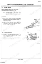 hitachi-ex120-2-hydraulic-excavator-technical-manual-procedures-251.webp Hitachi EX120-2 engine speed operational performance test procedure, governor lever diagram, and tachometer connection.