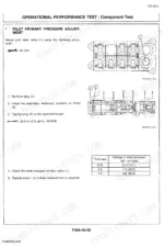 hitachi-ex120-2-hydraulic-excavator-technical-manual-torque-270.webp Hitachi EX120-2 pilot relief valve adjustment procedure, shim thickness table, and component cross-section diagram.