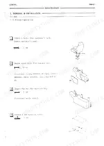 hitachi-ex120-hydraulic-excavator-service-manual-procedures-58.webp Hitachi EX120 service manual page showing operator cab removal steps, seat, control box, and mounting bolt diagrams.