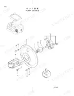 hitachi-ex15-2-excavator-parts-catalog-p1ah-1-2-parts-list-2.webp Hitachi EX15-2 exploded view diagram of the pump device assembly showing hydraulic pump, mounting plate, and coupling.