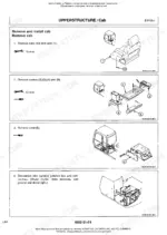 hitachi-ex200-2-ex200lc-2-hydraulic-excavator-technical-manual-procedures-471.webp Hitachi EX200-2 upperstructure cab removal procedure showing seat, cover, and wire harness disconnection steps.